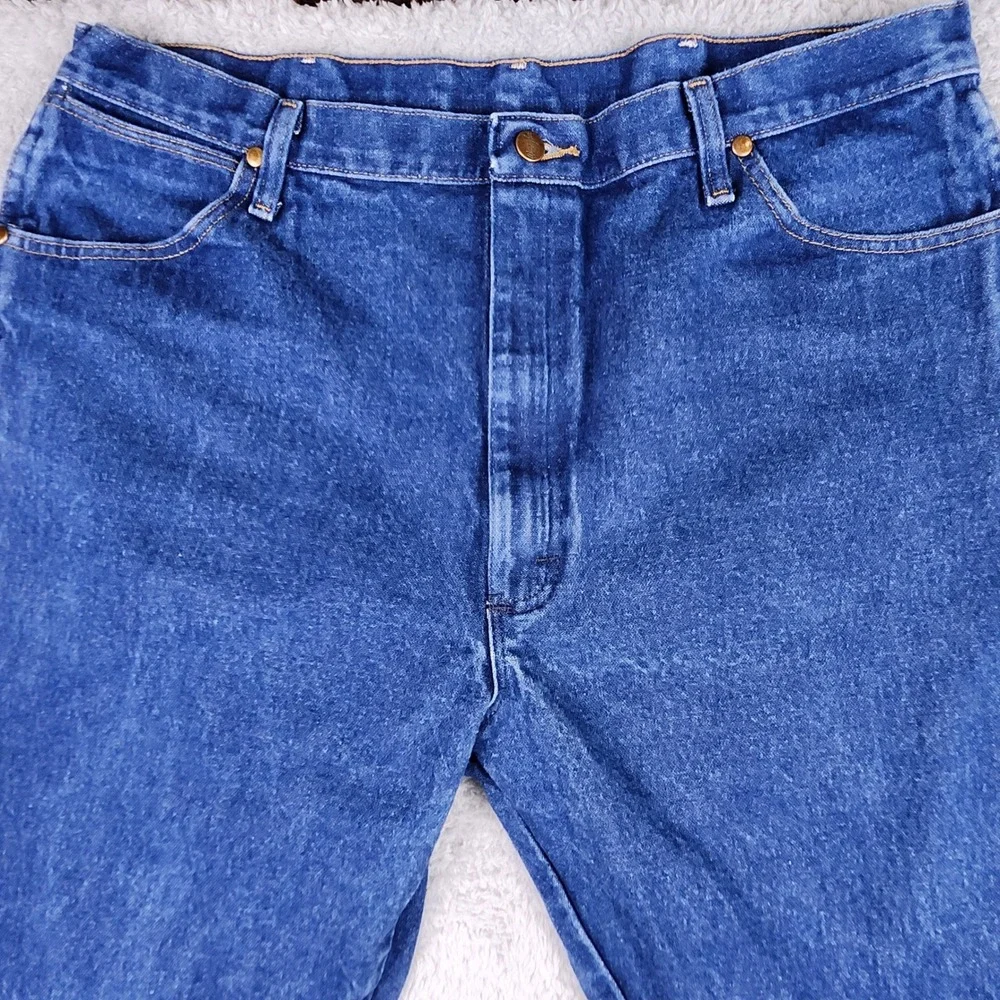 Wrangler 13MWZ Cowboy Cut Jeans Mens 40x36 Blue Denim High Rise Straight Leg